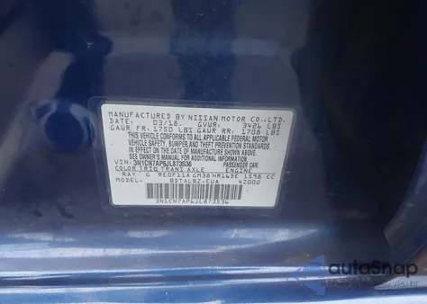 2018 Nissan Versa 1.6 Sv из США, поврежденный, VIN 3N1CN7AP6JL873536